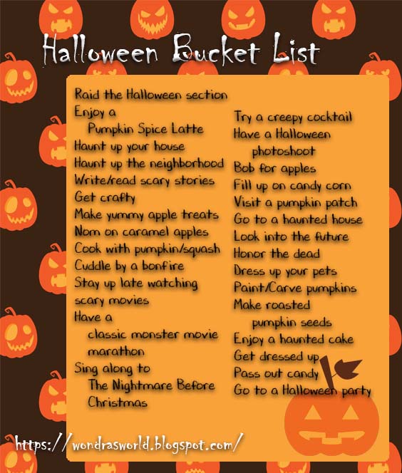 Wondra’s Halloween Bucket List